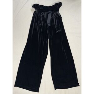 Universal Standard Women's 14 16 Black Velvet Wide Leg Pants Trousers Belt